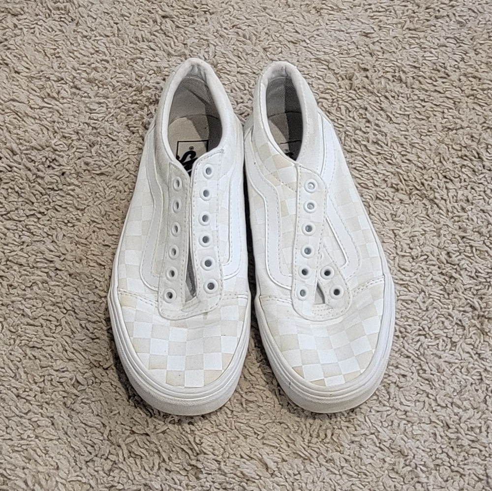 Vans White Checkered Sneakers